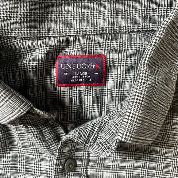 Untuckit Shirt Men's Large Gray Performance Preppy Stretch Formal Casual Adult - Picture 3 of 6